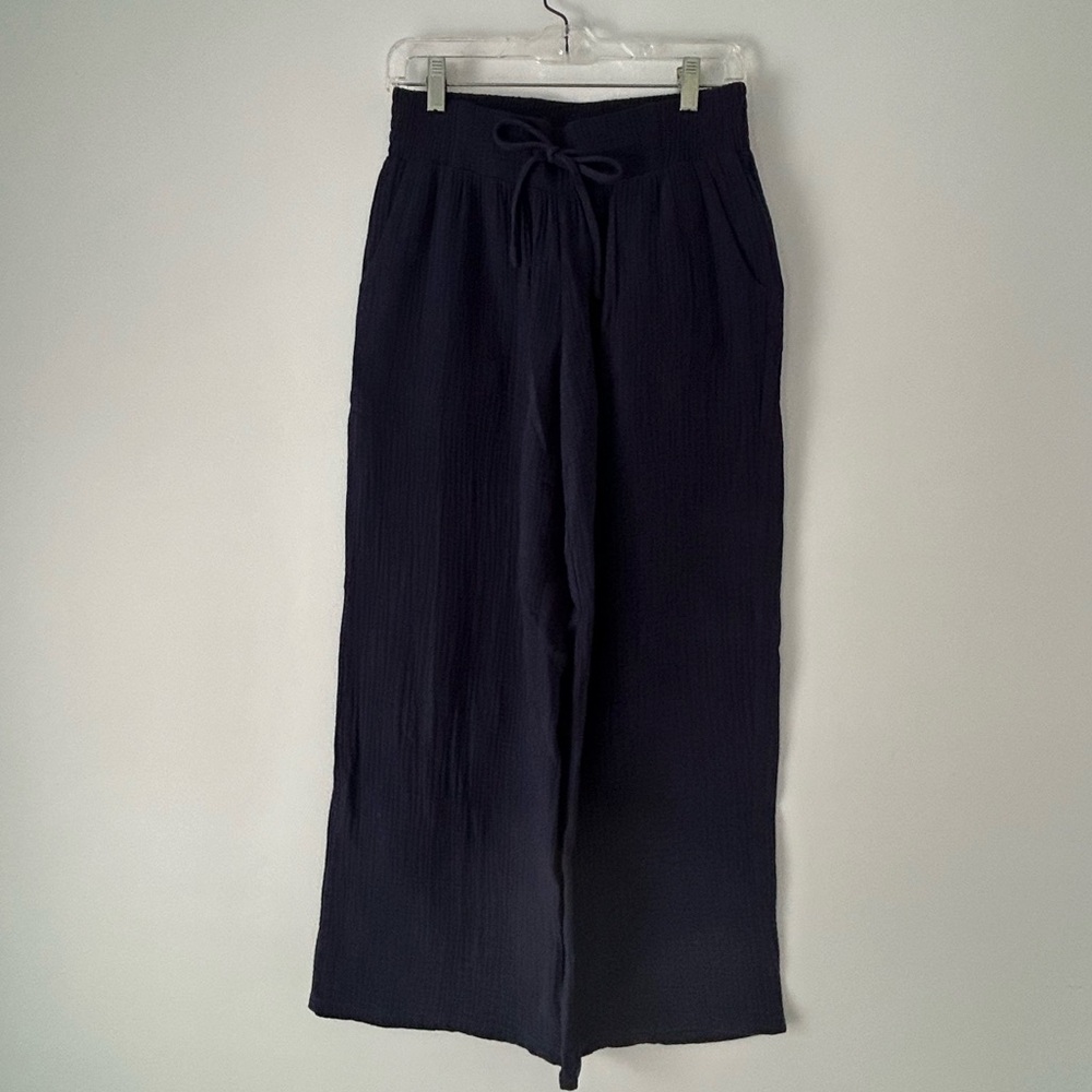 Navy Wide-Leg Pants